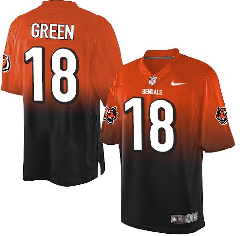 Men's Elite A.J. Green Nike Jersey Orange/Black - #18 Fadeaway NFL Cincinnati Bengals